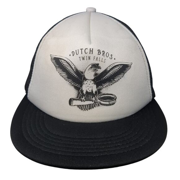 Dutch Bros Twin Falls Snapback Trucker Hat Black One Size Adjustable Mesh Back - Picture 1 of 10